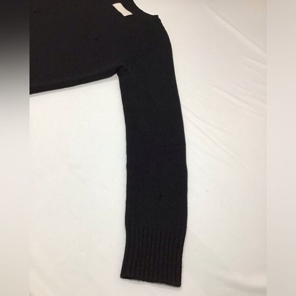 Re/Done Women Black Distressed Crew Neck Sweater Size Small - Picture 11 of 15